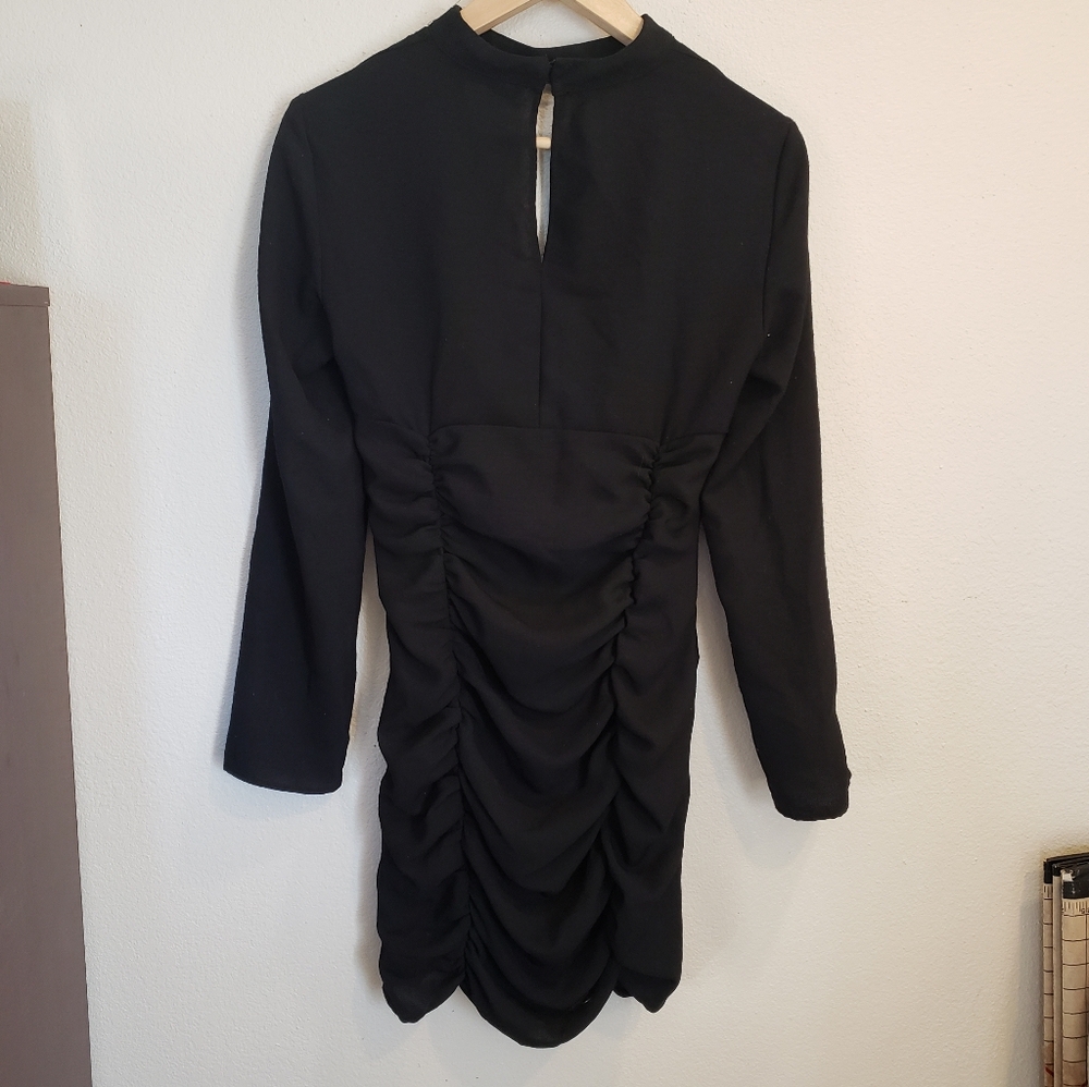 Zara Retro Cut Out Ruched Little Black Dress Women's Size M Medium - Picture 3 of 3